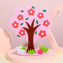 Non-Woven Fabric Diy Craft Kit Polyester Material Vibrant Colors Felt Tree Kit 3D Design Paste Game Style Kids Puzzle Toy rožinė