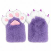 2Pcs Squeaking Cosplay Cat Paw Glove Plush Furry Glove New Cat Claw Mittens  Party 2pcs violetinė
