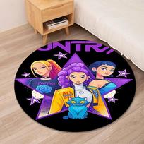 KPop Demon Hunters Printed Round Rug Carpet Chair Rug Area Rug Entryway Doormats,for Office Chair Living Room Bedroom Kitchen Room. 80cmx80cm purple