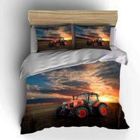 Farm Tractor Sunset Scene Set Multiple Sizes Kid'S And Adults' Bedroom Exquisite 3Pc Bedding Set, Gift AU Single 140X210cm&set black