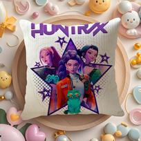 Pop-Cartoon Movie K-Pop Demon Hunters Pillow Case Pattern Printed Pillowcase for Living Room Sofa Cushion Cover & Bedroom Decor 12x12Inch blue