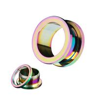 2 vnt. daugiaspalvis plieninis prisukamas ausies kištuko tempiklis matuoklis 8g (3 mm) - 1  (25 mm) Ausies mėsos tunelio praplėtėjas Gauge 14mm beige