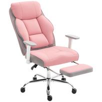 Reinforced Ergonomic Office Chair with Adjustable Armrests, Footrest and Headrest, Pink 70 x 69 x 125 cm rožinė