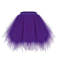 Irregular Halloween Lolita Tutu Skirt: Gauzy, Puffy Princess Crinoline for Dance or Wedding. One Size violetinė