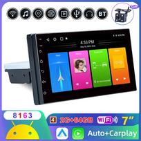 REAKOSOUND 1 Din reguliuojamas universalus automobilinis stereofoninis radijas Android 7 colių jutiklinis ekranas FM GPS navigacija Apple Carplay Android-auto 2+32CP+4LED