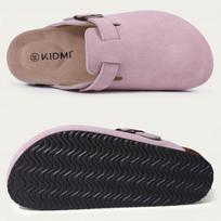 Litfun New Fashion Women's Clogs with Adjustable Strap Cork Footbed Leather Mules with Arch Support Unisex Outdoor Potato Shoes 36 gray