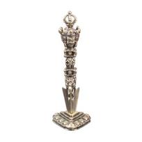 Trijų veidų žalvario Vajra grūstuvės figūrėlė, raižyta budizmo Phurba grūstuvės metalinė statula skulptūra Namų biuro darbalaukio puošmena 1pc gray