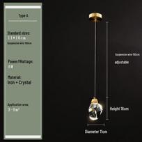 Modern Minimalist Crystal Bedside Pendant Lamp gray