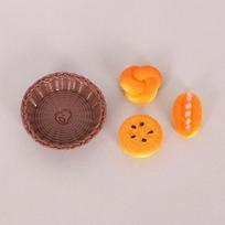 3/4Pcs Dollhouse Simulation Mini Bread With Basket Model Dollhouse Kitchen Decoration Dolls House Dessert Shop Food Ornaments brown