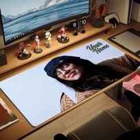 Billie Eilish Custom Name Large Size Mouse Pad Large Gaming Table Cushion Non-slip Laptop Tablet Big Mousepad XXL Mat Mini PC Playmat With Lock edge 30cmx60cm(11.8x23.6inch) black