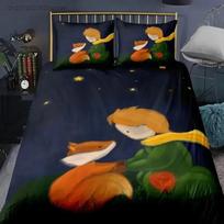 3D Print Anime Little Prince Le Petit Prince Bedding Set Boys Girls Twin Queen Size Duvet Cover Bed Kids Adult EU Single 135*200cm/53x79in 3pcs black