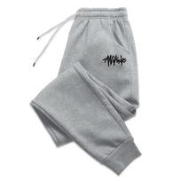 Graffiti-mark Men Sweatpants Front Blank Leg Icon Print, Wild Graffiti Attitude Letter Graphic Joggers for Cool Urban Casual Scenarios 3XL pilka