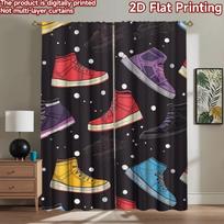 2D flat Photography Backdrop Scene Backdrop Colorful Sneakers Design 100% Polyester Holiday Decorations for Suitable for 60×150cm black
