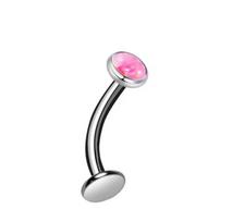 Titanium Internal Threaded Opal Eyebrow Ring Curved Barbell Body Jewelry Hypoallergenic 1.6*10*5*5MM gray