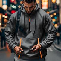 Men's Hooded Sweatshirts for Men Streetwear Autumn Winter Punk Style Tracksuit Sportswear Zip Up Hoodie Male M