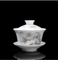 Naijiang Jingdezhen Blue and White Ceramic Gaiwan white
