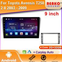 Android automobilinis radijas Toyota Avensis T250 2 II 2003 - 2009 Multimedijos grotuvas Stereo Carplay Auto Blu-ray IPS 2Din DVD 4 core 2GB+32GB carplay blue