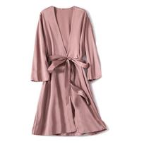 Satininis chalatas, moteriškas intymus apatinis trikotažas, šilkinis laisvalaikio kimono chalatas, naktinukai, seksualūs naktinukai S tamsiai rausva spalva