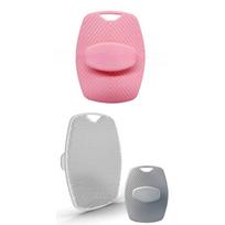 Soft Silicone Exfoliating Body & Face Brush With Non-Slip Handle Handheld Bath Brush For Deep Cleansing Gentle Exfoliation Effective Massage Renewal Gray*1+Pink*1 pink