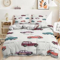 Kids Microfiber Winter Comforter Set Cartoon Toy Car Engineering Vehicles Buses Taxis Duvet Cover Pillowcases Bedding Collection 140*200cm/55x79in Single/Twin 3pcs gray