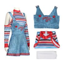 Horror Doll Maid Dress Revival Set For Women Sweet Dada Circus Clown Costume 3XL gray