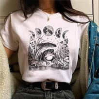 Grybo T-shirt Moterims Streetwear Komiksų Juokingas Marškinėliai Moteriškas Dizainerio Japoniški Grafiniai Drabužiai XXXL white