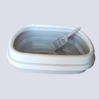 Cat Litter Box Portable Bedpan Removable Pet Cleaning Products Semi-enclosed Box with Shovel Cat Litter Box Cat Supplies pilka