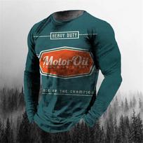 Vintažiniai vyriški marškinėliai ilgomis rankovėmis Biker viršutiniai drabužiai T-shirts 3D STP Oil spausdinimas Motociklo T-shirt Oversized laisvi Texaco vyriški drabužiai XL black