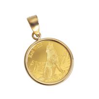 Speranza 24K Pure Gold Coin Pendant Wolf Condor 18K Simple Frame Engraved & 1/25oz auksas