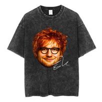 Limited Washed Vintage Ed Sheeran Take Me Into Your Lovin Arms Face Graphic Tshirt Men Women Fashion Casual Oversized T Shirts 2XL brown