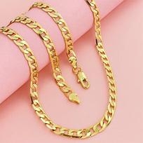Copper Gold Plated Vacuum Plated 24K Gold 6MM Unisex Geometric Europe and America 20-24 Inches 2026 20CM+55CM beige