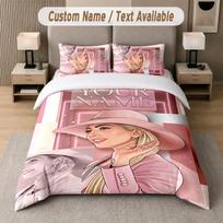 Lady Gaga 3 dalių patalynės komplektas, personalizuotas individualus vardas ir tekstas, 1 antklodės užvalkalas ir 2 užvalkalai pagalvėms miegamajam 135cmx200cm gray