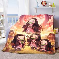 Nezuko Kamado Plush Flannel Blanket Soft Warm Throw Lightweight Blanket for Sofa Bed Home Use -QJY 130x150cm