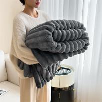 Triušio pliušinis pledas Daugiafunkcinis miegojimo pledas Falei Pliušinis biuro pledas Sofa Automobilio uždangalas Pledas 70x100cm tamsiai pilka spalva