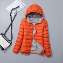 Casual Ultra Light White Duck Down Jacket Women Autumn Winter Warm Double Sided Coat Lady Female Hooded Parka 4XL pilka/oranžinė