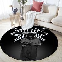 Billie Eilish pattern round rug,Carpet Rug for Living Room Bedroom Playroom ,Non-slip Floor Mat,Holiday Gifts and Birthday Gifts. 80cmx80cm gray