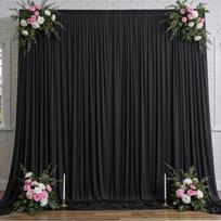Fono Užuolaidos Be Raukšlių Audinio Dekoracijos Nuotraukų Fono Audinys Vestuvėms Kūdikio Krikštynoms Fotografijai Scenai Recepti 75X300cm(2.5x10FT) juoda