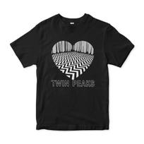 Twin Peaks Black Lodge Heart Printed Tshirt with TV Drama Patterns for Unisex Women Spring and Summer Pure Cotton Short Sleeved S gray