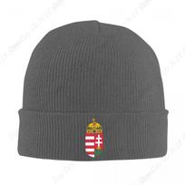 Custom Hungary Coat Of Arms Skullies Beanies Caps Unisex Winter Warm Knitted Hat Women Adult Hungarian Patriotic Bonnet Hats One Size gray