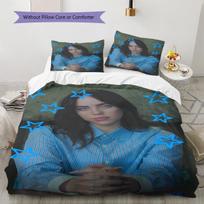 Billie Eilish raštuota patalynė, antklodės komplektas, antklodės užvalkalas, pagalvės užvalkalas namams, gimtadienio dovana (1 * antklodės užvalkalas + 2 * pagalvės užvalkalai, be šerdies) 135x200cm gray