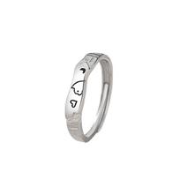 Tichya 999 Pure Silver Cartoon Cat & Dog Couple Rings for Men and Women, Niche Design, Hammered Texture. Adjustable white