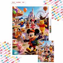 Disney Diamond Painting Kit Featuring Mickey Mouse Donald Duck  Friends 5D DIY Diamond Art Home Bedroom Wall Decor Round 20x30cm black