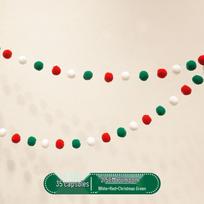 Christmas Pom-Pom String Decorations: Festive Red, Green, White Plush Balls for Tree, Wall, or Background Arrangement.