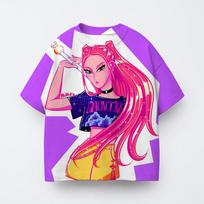 Vaikų marškinėliai Kpop Raganų Medžioklės Grupė 3D Gyvūnų Spausdinimo Laisvi Trumpomis Rankovėmis Marškinėliai 130 pink