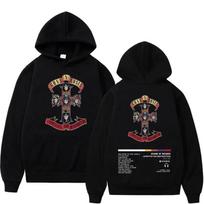 Men's and Women's Guns N Roses Hooded Sweatshirts Guns N Roses Unisex Clothing Rock Hip-hop Gothic Fashion M black