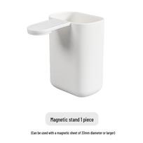 Wall-Mounted Magnetic Suction Mouthwash Cup & Toothbrush Holder, No-Drill Stainless Steel Storage Rack. gray