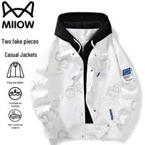 NASA MARVEL Men's Faux Two-Piece Hooded Jacket M white