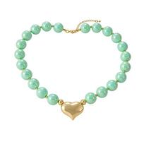Multicolor Bow Pendant Choker Resin Sweater Chain Photography Props Beaded Necklace  Travel žalia