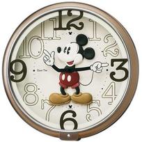 Seiko Clock Wall Clock Character Disney Mickey Mouse Analog 6 Songs Melody Mickey Friends Disney Time Brown Metallic FW576B & black