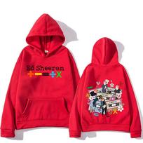 Ed Sheeran Tour Hooded Double Sided Printing Retro Hip Print Hoodies Men Fleece Sweatshirt  Hoodie Vintage for Men 3XL red